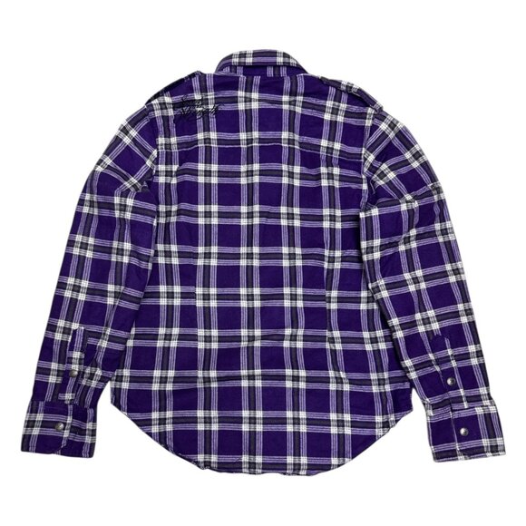 SPEED & STRENGTH Smokin Aces Purple Plaid Flannel Motorcycle Jacket Womens 2XL - Picture 3 of 7